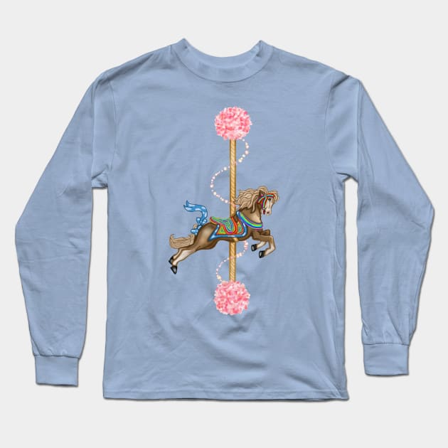 Fantasy Carousel Horse Long Sleeve T-Shirt by Art by Deborah Camp